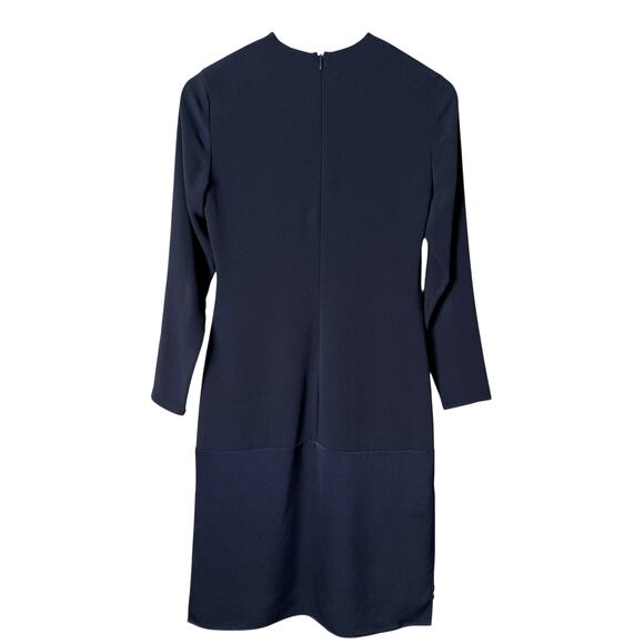 Jenni Kayne Navy Crewneck Long Sleeve Shift Midi Dress Side Slits Silk Lined, XS - Picture 10 of 14